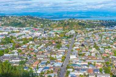 Nelson şehir merkezinin Yeni Zelanda 'daki hava görüntüsü