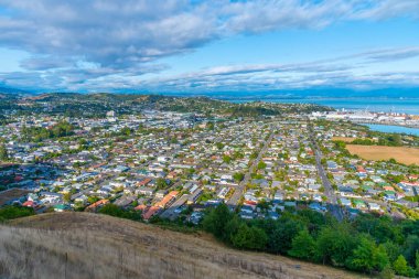 Nelson şehir merkezinin Yeni Zelanda 'daki hava görüntüsü