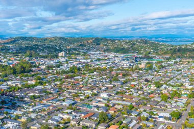Nelson şehir merkezinin Yeni Zelanda 'daki hava görüntüsü