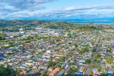 Nelson şehir merkezinin Yeni Zelanda 'daki hava görüntüsü