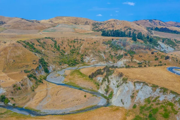 Hilly Krajobraz Wyspy Południowej Nowej Zelandii — Zdjęcie stockowe