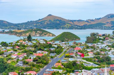 Yeni Zelanda 'daki Port Chalmers' ın hava görüntüsü