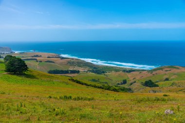 Otago yarımadasındaki Boulder plajının havadan görünüşü, Yeni Zelanda