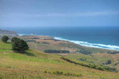 Otago yarımadasındaki Boulder plajının havadan görünüşü, Yeni Zelanda
