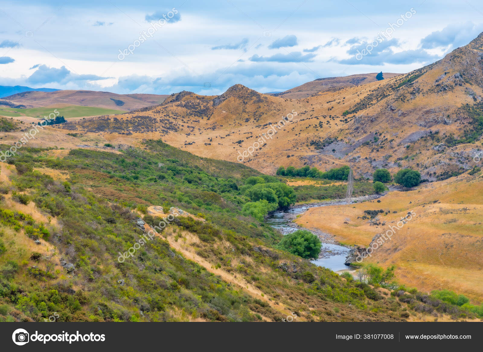 Valley Taieri River Central Otago Railway Bicycle Trail New Zealand Stock Photo by ©Dudlajzov