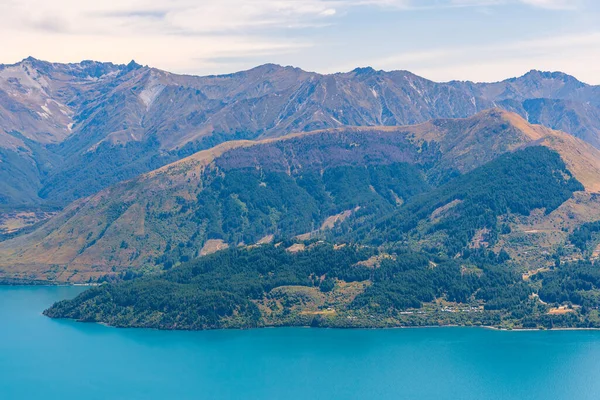 Panorama Jeziora Wakatipu Nowej Zelandii — Zdjęcie stockowe