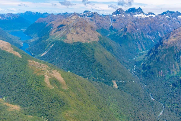 Vue Aérienne Une Rivière Serpentant Travers Les Alpes Sud Près — Photo