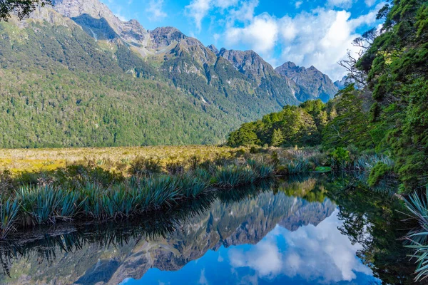 Mirror Lakes Camino Milford Sound Nueva Zelanda —  Fotos de Stock