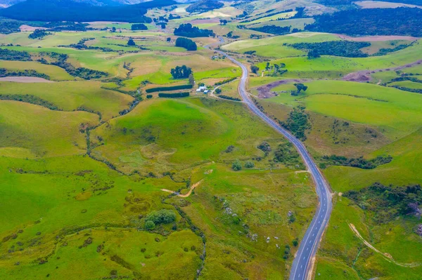 穿过新西兰Catlins地区的公路 — 图库照片