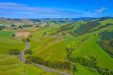 Yeni Zelanda 'nın Catlins bölgesinden geçen yol