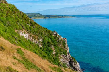 Yeni Zelanda 'nın Kaka noktasındaki bir plajın havadan görünüşü
