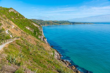 Yeni Zelanda 'nın Kaka noktasındaki bir plajın havadan görünüşü