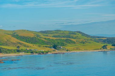 Yeni Zelanda 'nın Kaka noktasındaki bir plajın havadan görünüşü