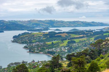 Yeni Zelanda 'daki Port Chalmers' ın hava görüntüsü