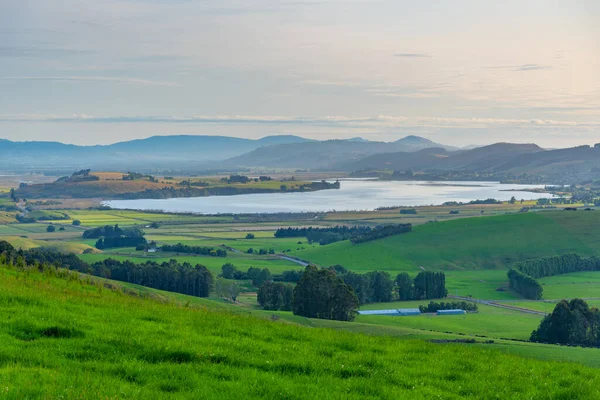 Vue Aérienne Lac Waihola Nouvelle Zélande — Photo