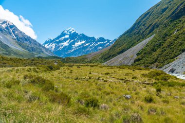 Fahişe vadisi Yeni Zelanda 'da Aoraki / Cook Dağı' na çıkıyor.