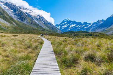 Fahişe vadisi Yeni Zelanda 'da Aoraki / Cook Dağı' na çıkıyor.