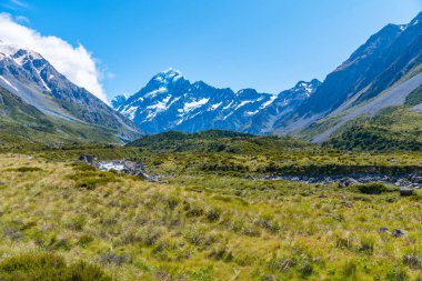 Fahişe vadisi Yeni Zelanda 'da Aoraki / Cook Dağı' na çıkıyor.