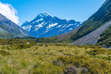 Fahişe vadisi Yeni Zelanda 'da Aoraki / Cook Dağı' na çıkıyor.