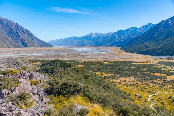Smält Lämnar Tasman Glaciär Dal Vid Aoraki Cook Nationalpark Nya — Stockfoto