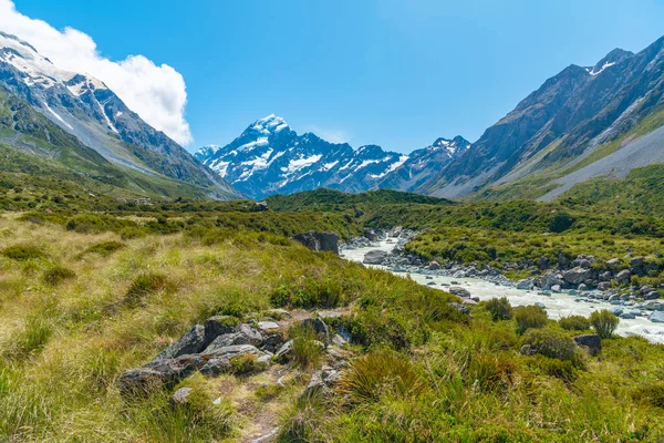 Hooker Valley Som Leder Till Aoraki Mount Cook Nya Zeeland — Stockfoto