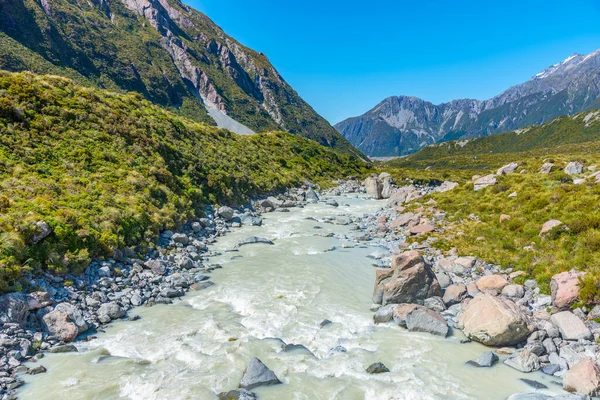 Река Хукер Аораки Гора Национальный Парк Кук Новой Зеландии — стоковое фото