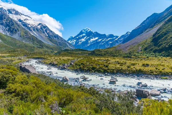 Hooker Valley Som Leder Till Aoraki Mount Cook Nya Zeeland — Stockfoto