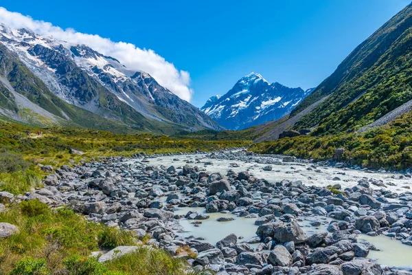 Hooker Valley Som Leder Till Aoraki Mount Cook Nya Zeeland — Stockfoto