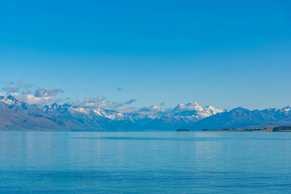 Aoraki Cook Nézett Mögött Pukaki Zélandon — Stock Fotó