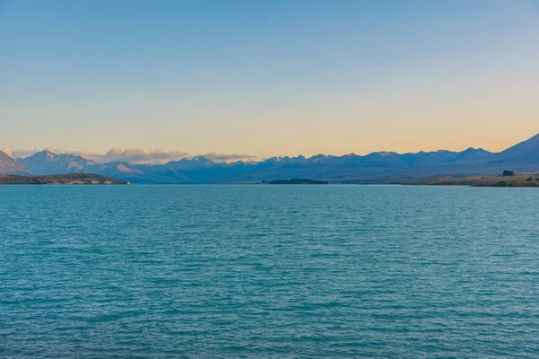 Vista Nascer Sol Lago Tekapo Nova Zelândia — Fotografia de Stock