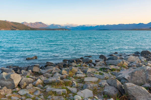 Vista Nascer Sol Lago Tekapo Nova Zelândia — Fotografia de Stock