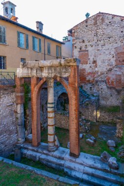 İtalya 'nın Brescia şehrinde Roma harabeleri