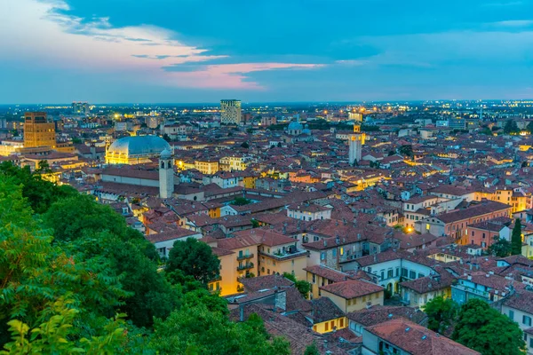 Brescia市中心与Palazzo Della Loggia的日落景观 意大利 — 图库照片