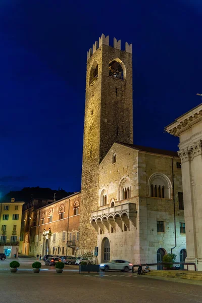 Night View Palazzo Del Broletto Italian City Brescia — Stock Photo, Image