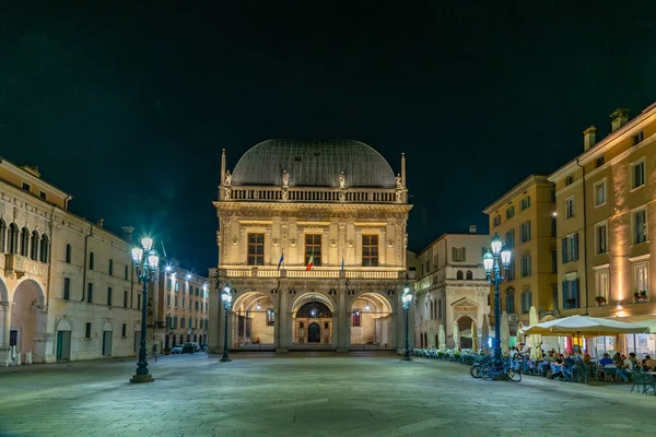 Нічний Вид Брешію Палаццо Делла Логджіа Італія — стокове фото