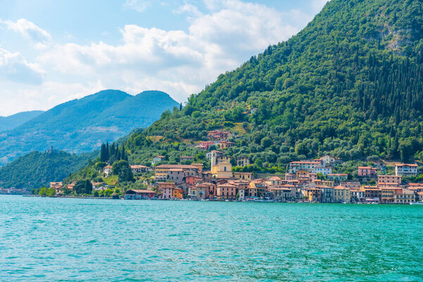Peschiera Maraglio village on Monte Isola island at Iseo lake in Italy