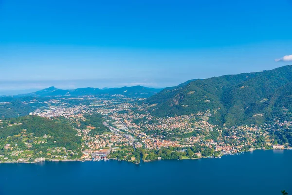 Vista Aérea Cernobbio Tavernola Cidades Perto Lago Como Itália — Fotografia de Stock