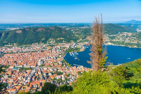 Luchtfoto Van Stad Como Italië — Stockfoto