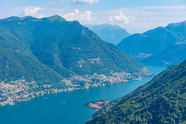 Aerial View Lake Como Volta Lighthouse Italy — Stock Photo, Image