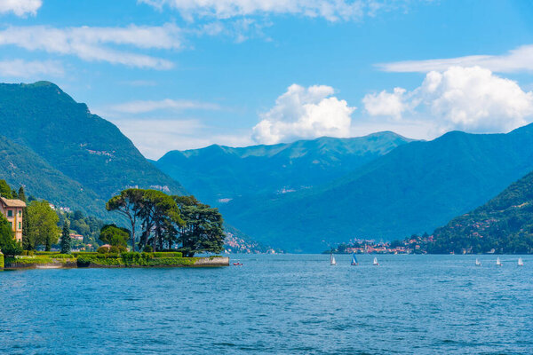 Lake Como viewed from a ferry, Italy