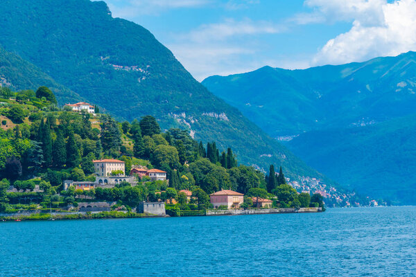 View of Villa Pizzo at lake Como in Italy