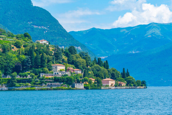 View of Villa Pizzo at lake Como in Italy