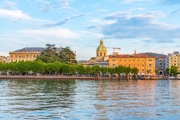 Paisagem Urbana Pôr Sol Cidade Italiana Como — Fotografia de Stock