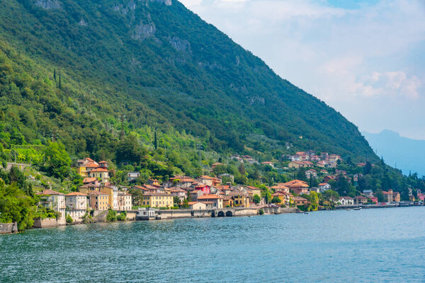 Fiumelatte town and lake Como in Italy