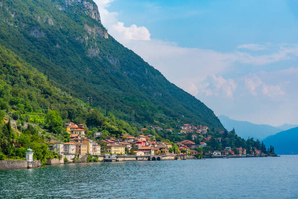 Fiumelatte town and lake Como in Italy