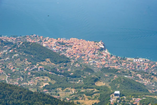 Vue Aérienne Malcesine Depuis Monte Baldo Italie — Photo
