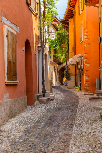 Narrow street in Malcesine in Italy
