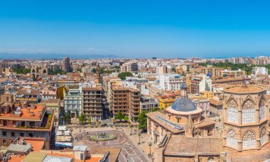 Valencia, Spai 'deki Plaza de la Virgen' in havadan görünüşü