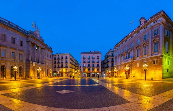 Sunrise Kilátás Palau Generalitat Városháza Plaza Sant Jaume Barcelonában Spanyolország — Stock Fotó