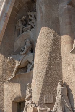 Barcelona, İspanya 'daki Sagrada Familia Katedrali' nin tutku cephesi